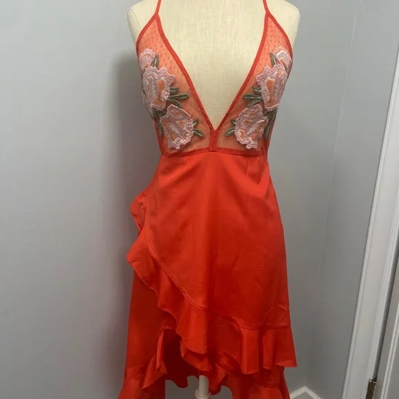 cleobella orange dress Cleobella Size L Orange, Teal & Multi Cotton 1/2 Balloon Sleeve Floral Dress